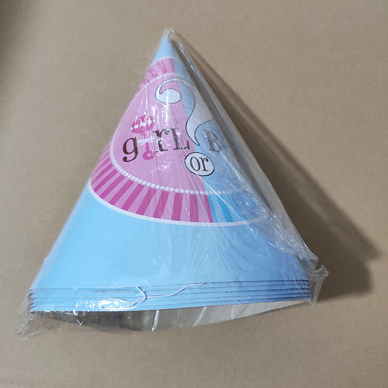 Nueva historieta niños niñas género revelan fiesta de cumpleaños taza papel vajilla traje suministros props