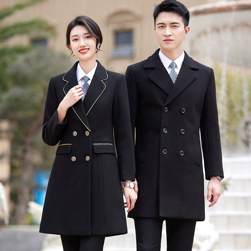 Профессиональное шерстяное пальто Рабочая одежда для мужчин и женщин Осенне-зимнее утолщенное шерстяное пальто средней длины для делового приема