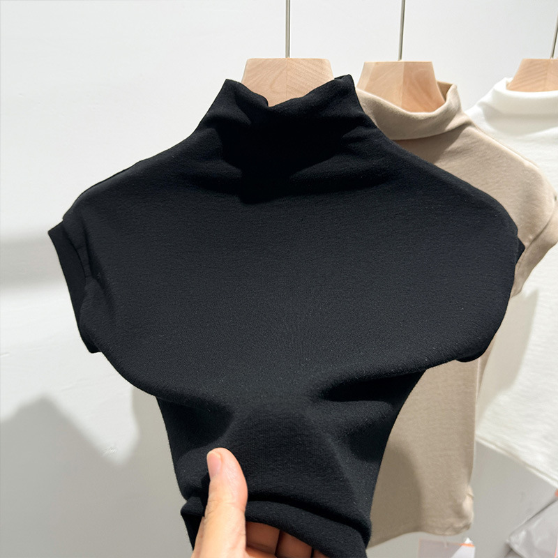 設計弾力底シャツ春秋半袖半高襟半袖底地デールモーダル修身tシャツ高襟|undefined