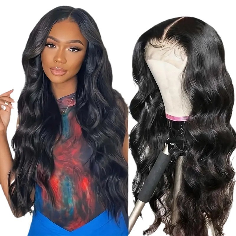 Perucas de comercio exterior transfronterizo de moda europea y americana ondas onduladas cubierta de cabello africana venta caliente de encaje frente ondas onduladas pelucas