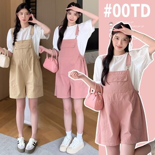Maternity suit Summer 2025 New Age-reducing Belly Covering Belly Strap Pants Two-piece Summer Small Fashion Shorts