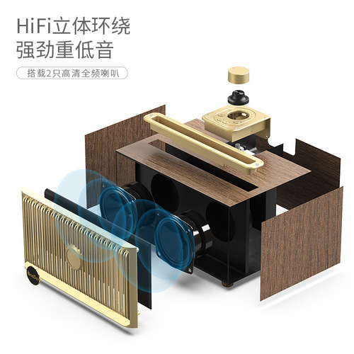 OneDer Retro Bluetooth Speaker Wooden Home High Volume Stereo Card Radio Subwoofer Audio