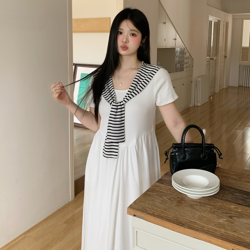 Zhixuan Plus Size Refreshing Patchwork High-Waist Dress 2026 Summer New Detachable Shawl Cover-Up Dress 264925 Zhixuan Plus Size Refreshing Patchwork High-Waist Dress 2026 Summer New Detachable Shawl Cover-Up Dress 264925