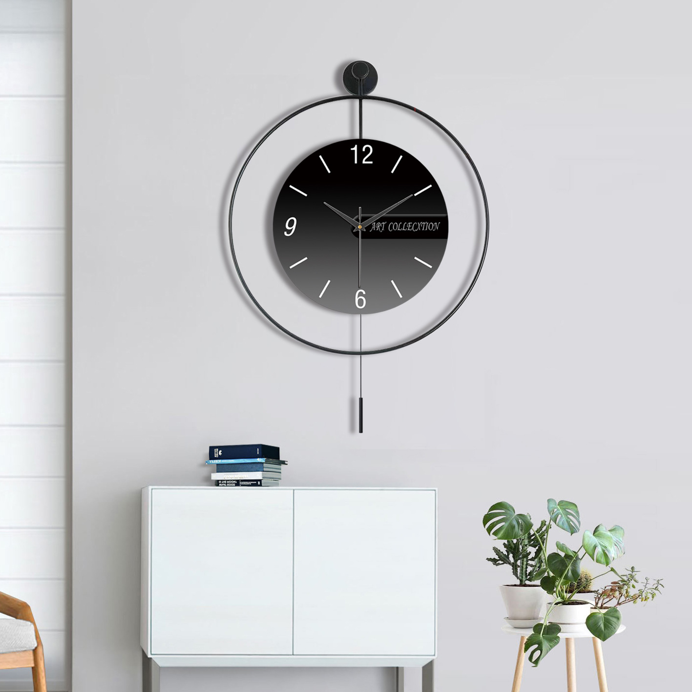 Simple Wall Clock for Living Room, Home Use, Metal Swing Style, Silent, Light Luxury Clock, No Drilling Required, Fashionable Clock, Nordic Style