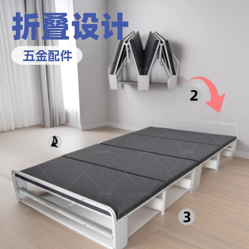 校园午休床汽动折叠床午睡简易床架办公室家用易携