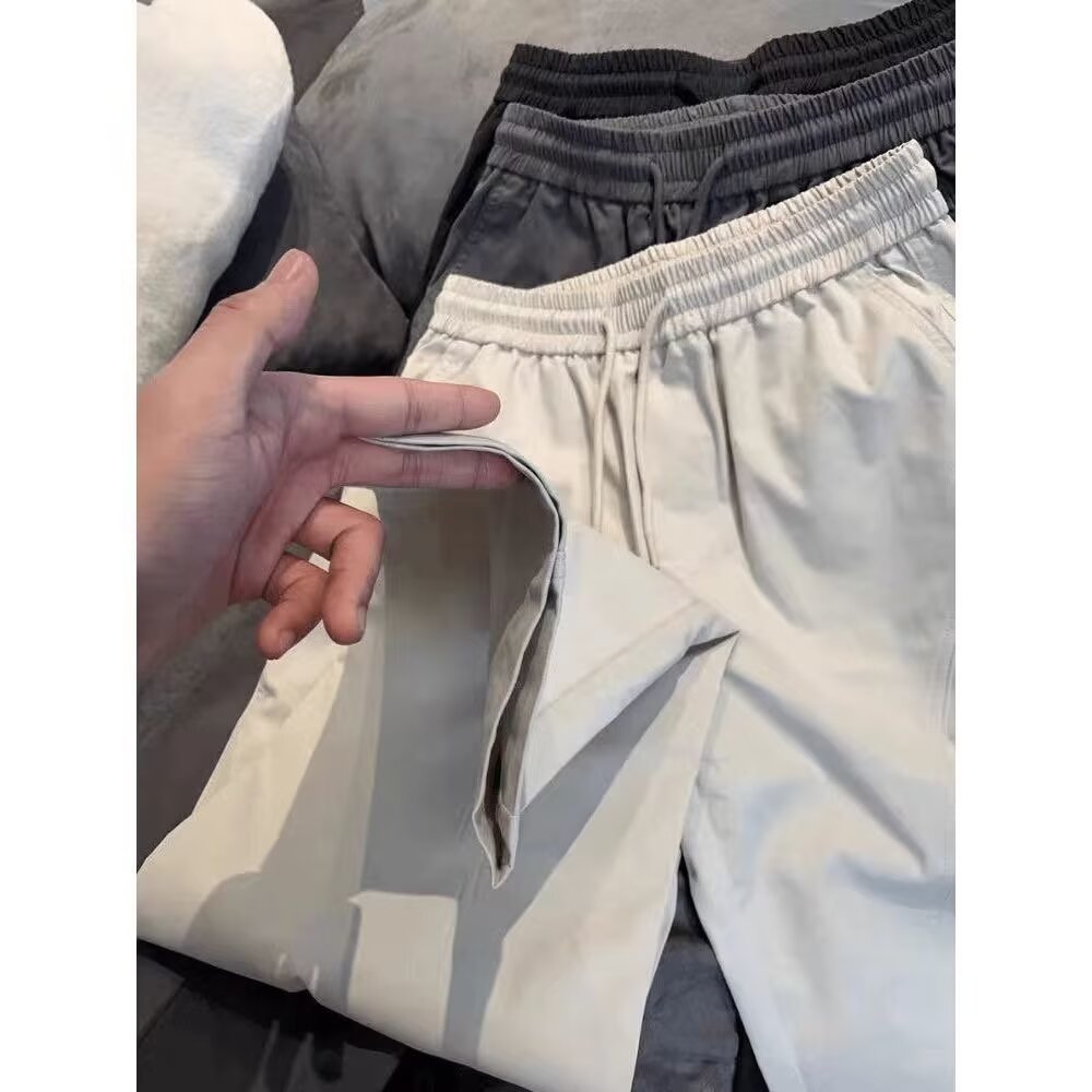 American Style Basic Diagonal Cut Casual Pants For Men Women, Summer Thin Workwear, Straight Loose Fit, Heightening And_mkmklike.com