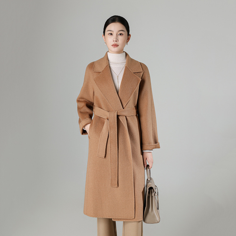 2026 Camel Wool M Women's Bathrobe Double-Sided Cashmere Coat for Autumn and Winter, Extra-Long with Belt, High-End Woolen Coat 2026 Camel Wool M Women's Bathrobe Double-Sided Cashmere Coat for Autumn and Winter, Extra-Long with Belt, High-End Woolen Coat