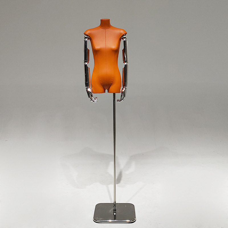 Cuero coreano PU modelo de cuerpo plano accesorios tienda de ropa de mujer mitad plano pecho pequeño estante de exhibición de ropa maniquí de ventana