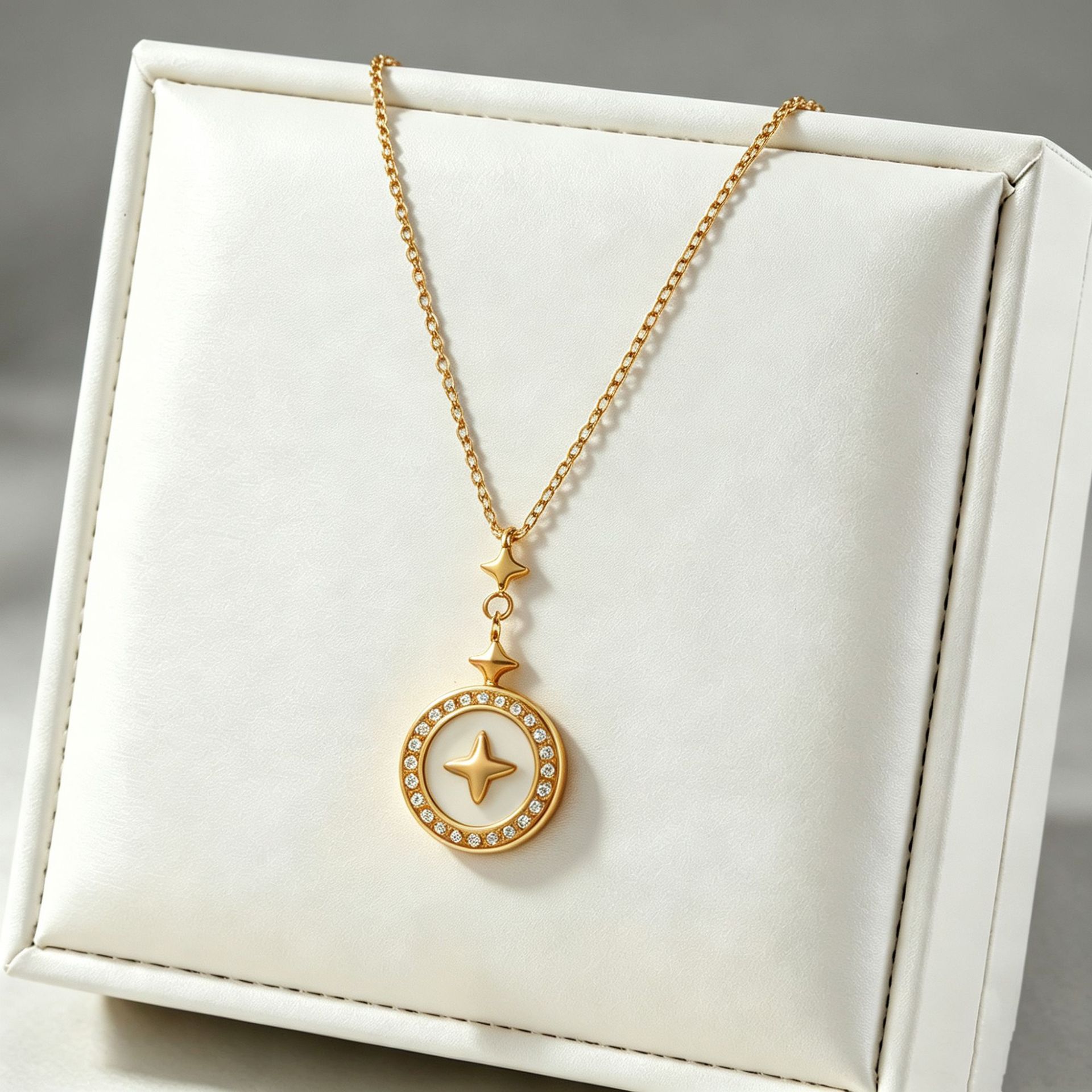 Nuevo acero de titanio en caliente blanco concha de cuatro hojas collar de hierba para mujeres ins estilo universal nicho 18K oro no se desvanece joyería