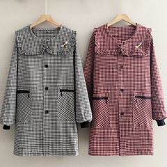 韓版洋氣新款圍裙女棉布長袖罩衣工作服棉布耐磨上班廚房做飯正穿