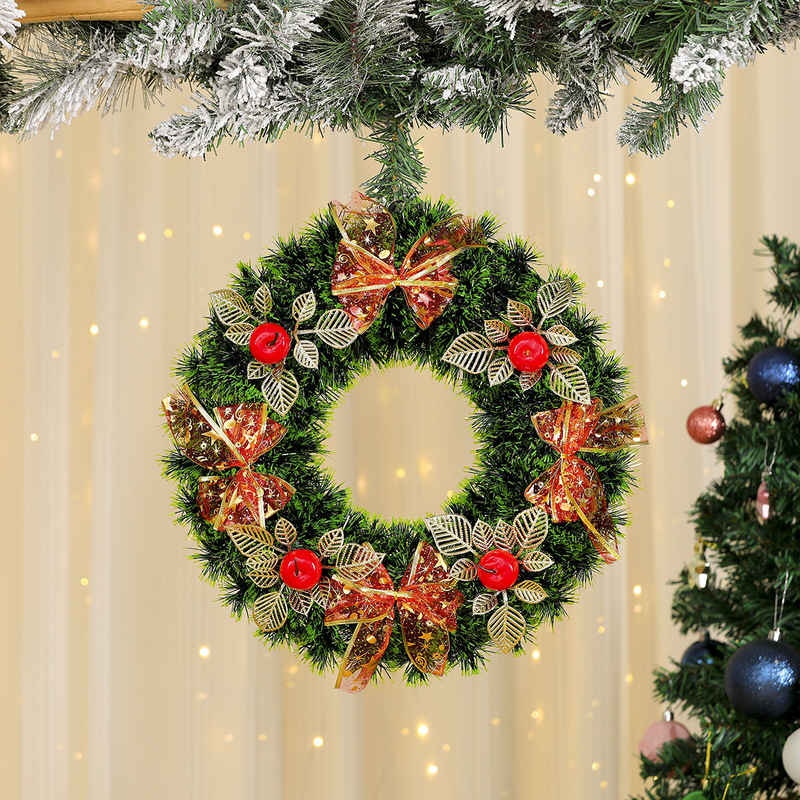 国境を越えた新しいクリスマス装飾花輪クリスマスガーランドホテルショッピングモール装飾ドア吊り松葉装飾品|undefined