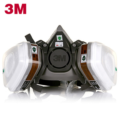 3M6200防毒面具防甲醛异味液体飞溅半面罩打农药喷漆作业防护面罩
