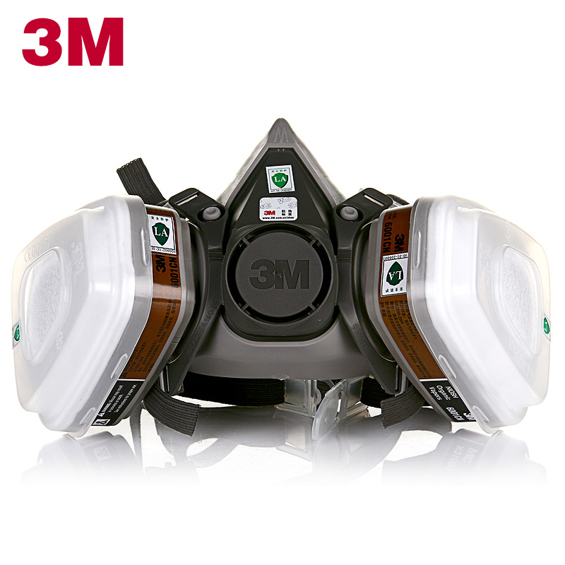 3M6200防毒面具防甲醛异味液体飞溅半面罩打农药喷漆作业防护面罩