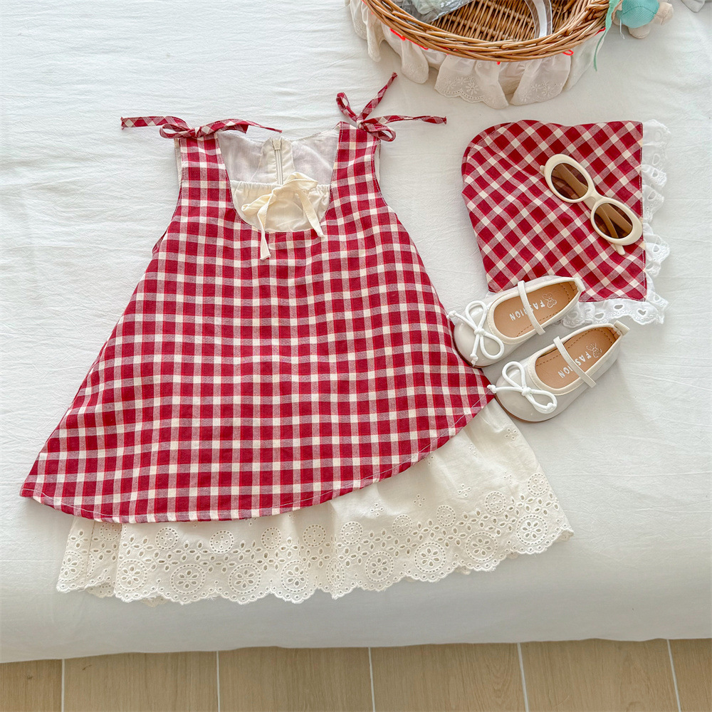 [Diadema gratis] Verano nuevo estilo niños niñas lindo estilo occidental moda estilo vacaciones lindo vestido dulce