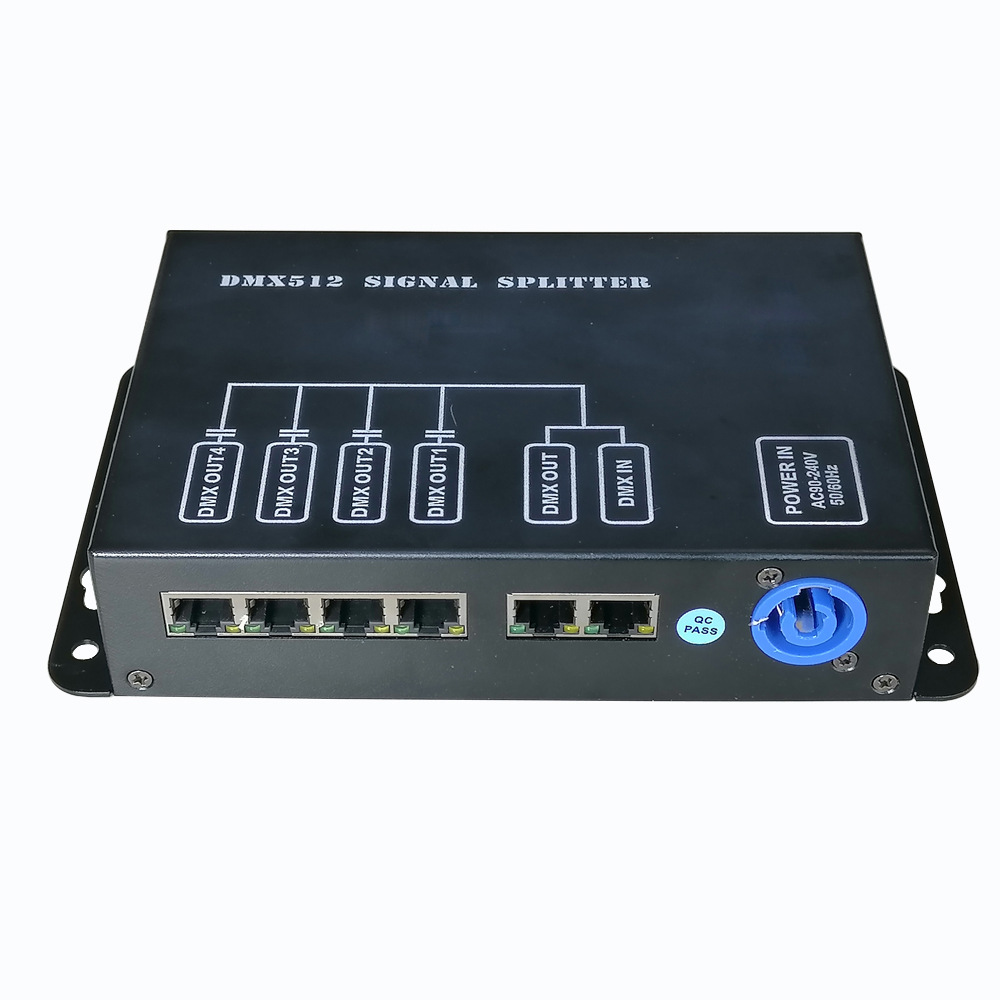 明杰厂家4路RJ45网口DMX512信号分配器光电隔离以太网