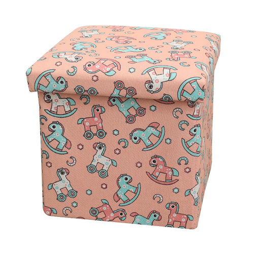 Multifunctional children's toy foldable cotton linen storage stool, household small seating storage stool factory wholesale