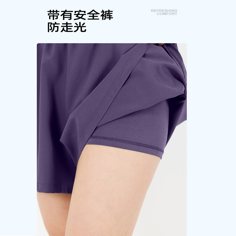 Pantalones cortos de yoga deportivo de tres puntos de verano ocio suelto para revestimiento anti-luz, ropa de fitness secado rápido para correr pantalones cortos de mujer