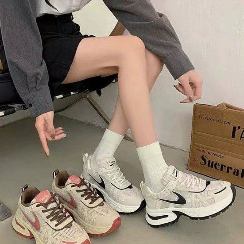 Кроссовки dad women's дышащая сетка, мягкая экокожа, толстая противоскользящая подошва (лето 2024)