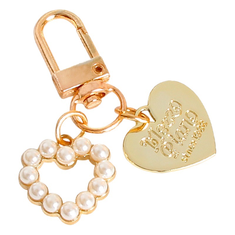 Nueva melocotón corazón Shell perla aleación llavero bolso personalizado metal joyería Concha hembra colgante decorativo