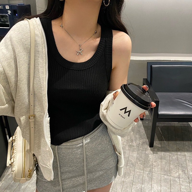 条纹背心女内搭2025新款遮副乳打底针织上衣夏外穿法式无袖小吊带|undefined