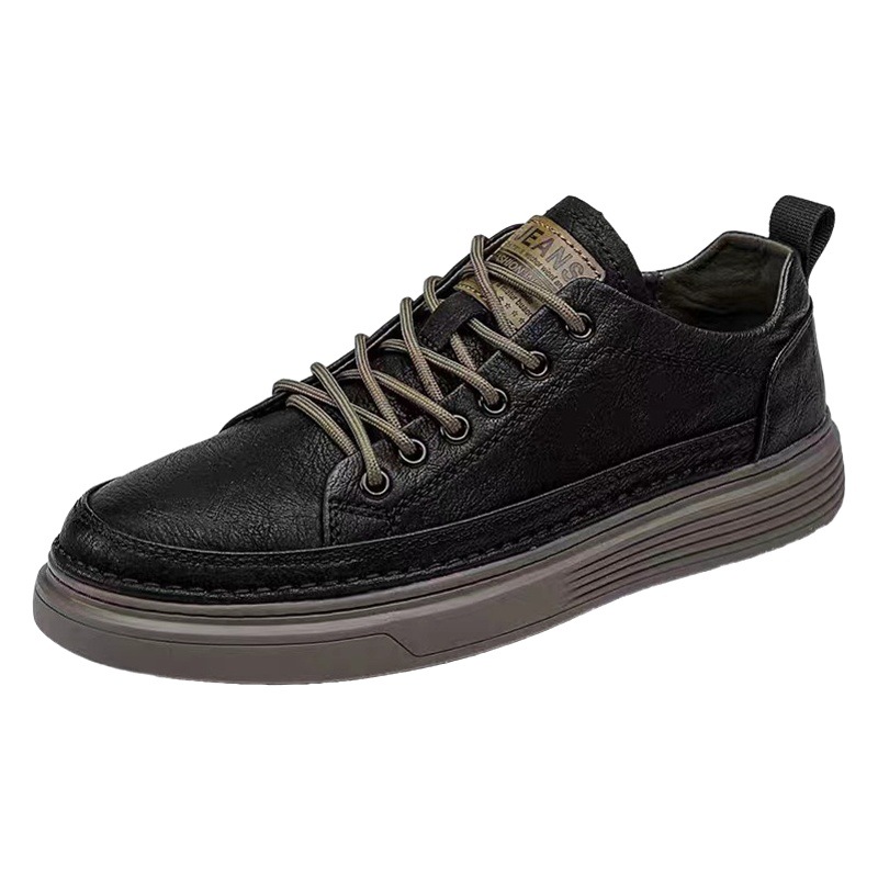 Zapatos de otoño para hombre, zapatos casuales británicos de cuero para hombre, nuevos zapatos negros de primavera y otoño 2024, zapatillas deportivas para hombre, zapatos para estudiantes.