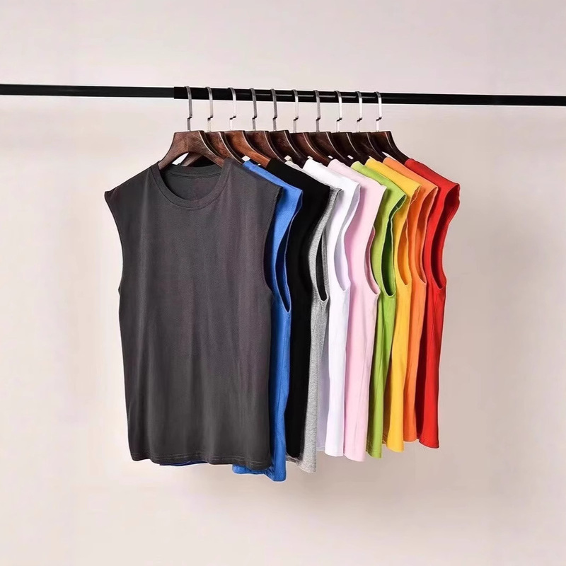 Wholesale Summer New Solid Color Round Neck Vest Thin No-Iron Loose Top Waistcoat Bottoming Shirt Top T-Shirt Wholesale Summer New Solid Color Round Neck Vest Thin No-Iron Loose Top Waistcoat Bottoming Shirt Top T-Shirt