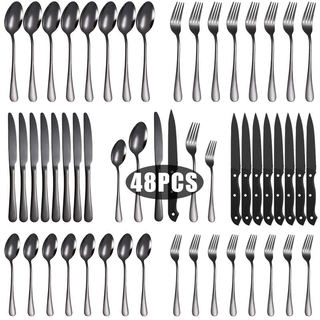 亚马逊Tableware set不锈钢餐具刀叉勺牛排刀24/36/48件套礼盒装