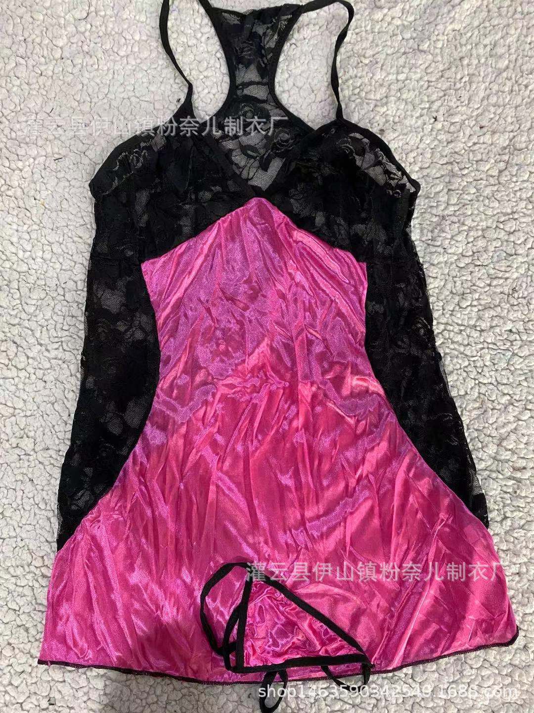 Suministro de comercio exterior nuevo sexy Europa y América sexy correa de encaje volver translúcido camisón ventas directas de la fábrica