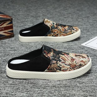 Canvas Men's Shoes Summer Breathable Lazy Slip-on Old Beijing Cloth Shoes Office Shoes Half-Tow Men's Shoes