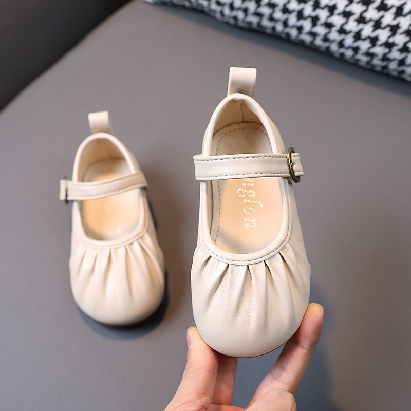 Sapatinhos infantis femininos de couro, antiderrapantes, com sola macia, estilo princesa, tendência para primavera e outono, para meninas de 1 a 6 anos._voghion.com