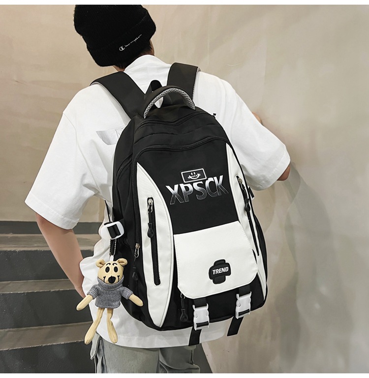 1071g Weight Polyester Lining Material Multicolor Fashion Element Zipper Closure Type Double Shoulder Straps Strap Type Functional Backpack Bags Type Casual, School Occasion Nylon Material Waterproof Function School Backpack Backpack Letter, Color Block Pattern All Seasons Season Unisex Gender Preppy Style, Streetwear Style Square Shape Unisex Nylon Letter Color Block Preppy Style Streetwear Multicolor Square Zipper Functional Backpack 19