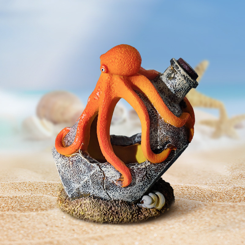 Pulpo gastado, botella de deriva gris, decoración de paisajismo de pecera, decoración de resina de acuario, peces y camarones para evitar las explosiones de la casa
