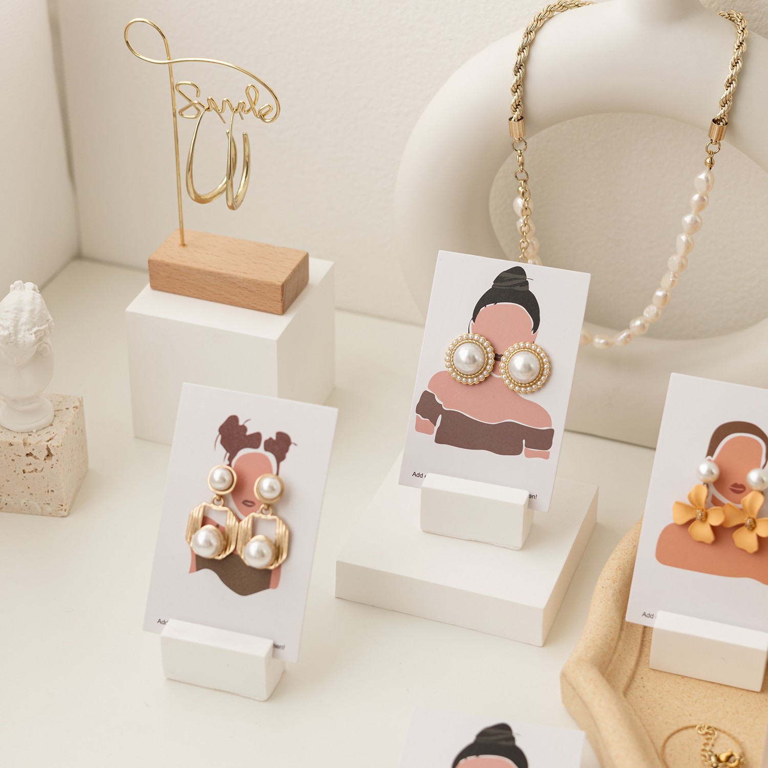 10 pieces of Korean-style 2-hole earring display racks, post-live stream hanging card earring paper ear hooks, packaging tags.