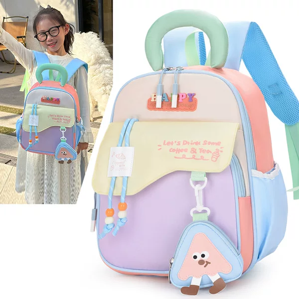 Children's Kindergarten Baby Backpack with Contrasting Color Stitching, Cute Small Backpack, Trendy and Playful Travel Bag, High-Value School Bag