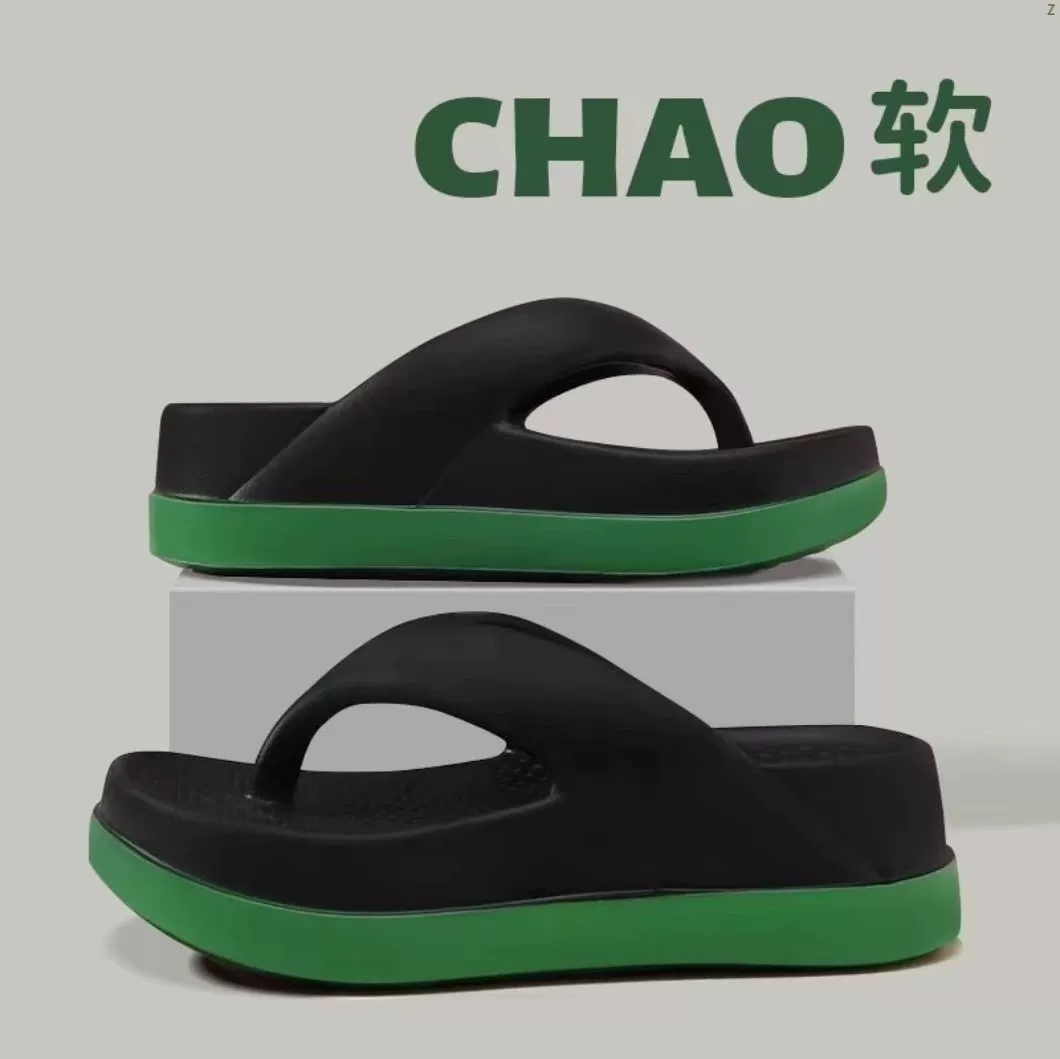 Летние женские пляжные шлепанцы EVA 2025 года, нескользящие, на толстой подошве, повседневные, увеличивающие рост, сандалии и тапочки