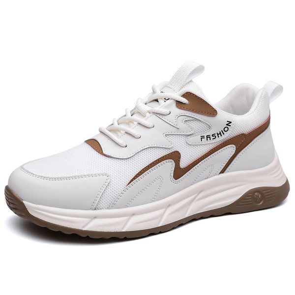 Giày thể thao nam da thật thoáng khí đế mềm, giày sneaker casual chạy bộ ngoài trời, gót 3-5 cm — HA8805 màu trắng, HA8805 màu đen