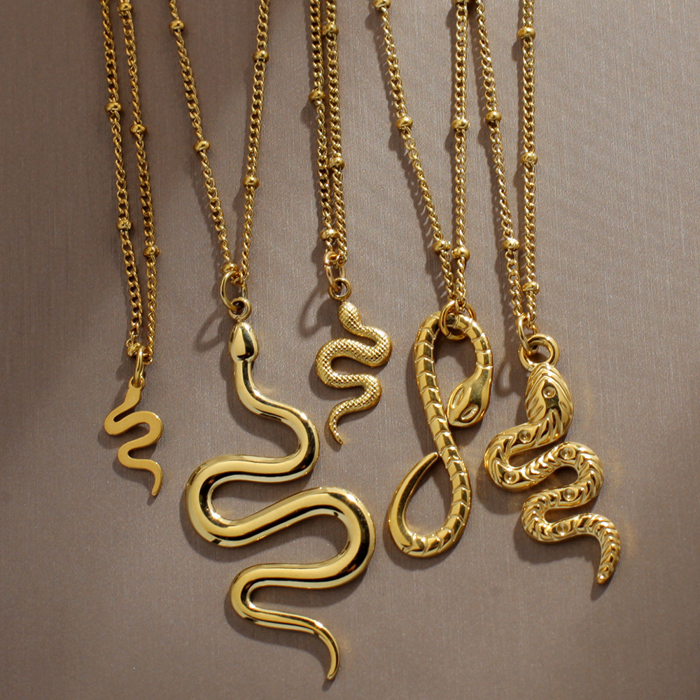 Snake Retro Classic Style 304 Stainless Steel Pendant Necklace Plating Lobster Trigger Clasp Closure display picture 1