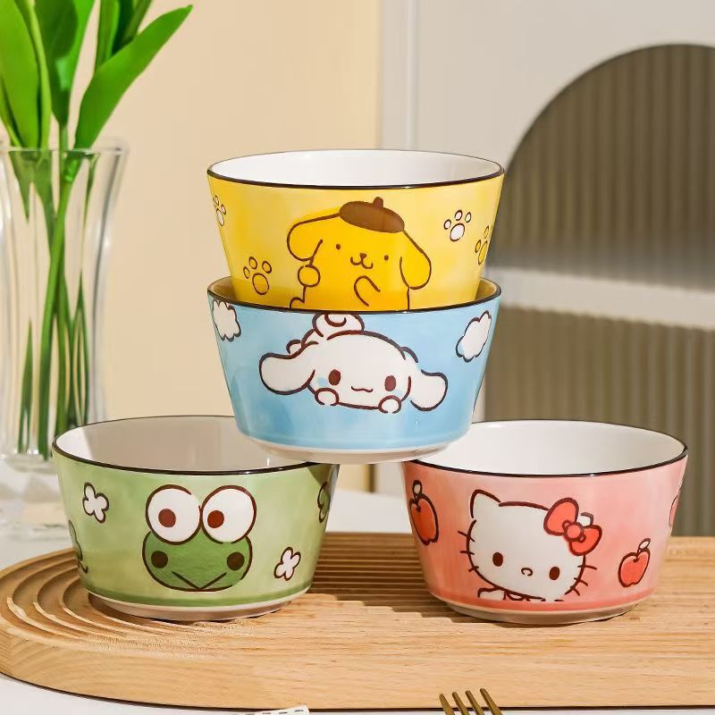 Cartoon Ceramic Couple Bowl High Color Value Cute Creative Rice Bowl Dessert Salah Bowl Large Capacity Household Thickened Tableware