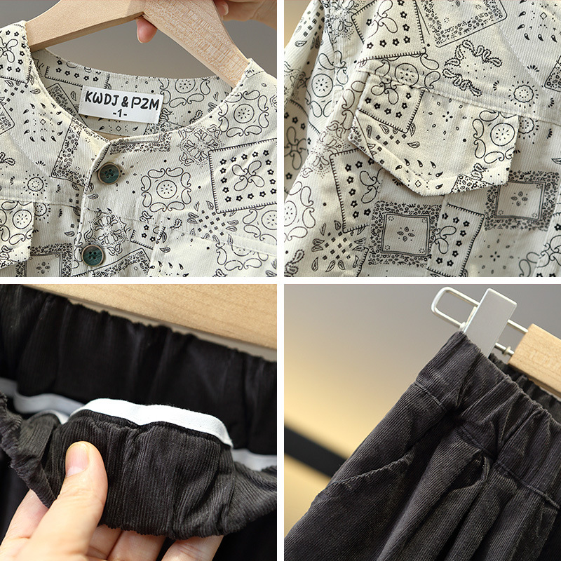 6143 Traje de otoño para niños 2025 Nuevo estilo Primavera y otoño para niños Chaquetas de camisa de niño guapo Traje de tres piezas para bebés