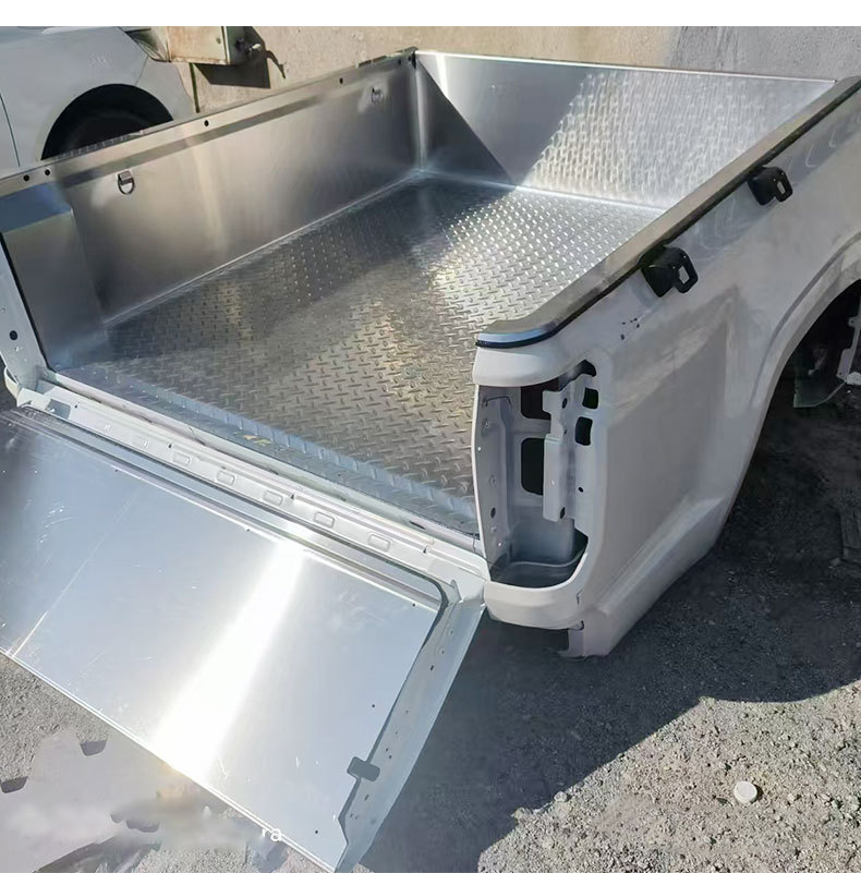 2025 New Model Jmc Baojian Extended Version Flat Bottom Cargo Box Trunk Rear Bucket Silver Stainless Steel Cargo Box Pad