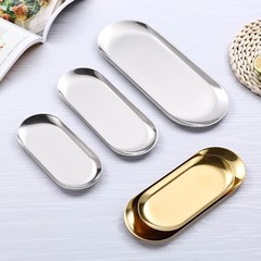 Nordic INS jewelry storage check heart pastry barbecue gold towel plate outdoor stainless steel oval tray