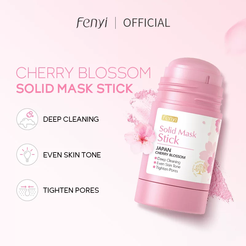Маска для лица стиком Феньи Cherry Blossom — твердая 40 г, глубокое очищение и стягивание пор