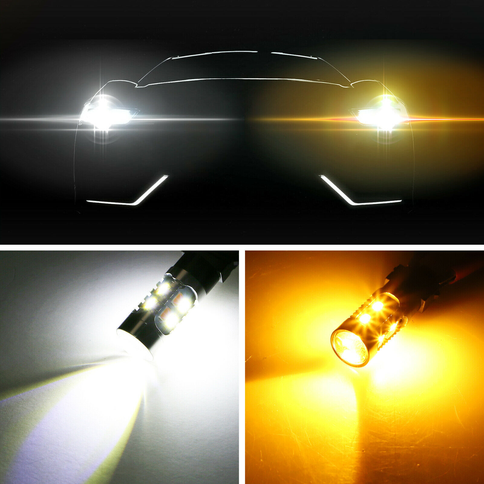 Luz de freno LED de automóvil 3157 20SMD5630 blanco + amarillo de dos colores luz de freno alta luz de marcha atrás brillante