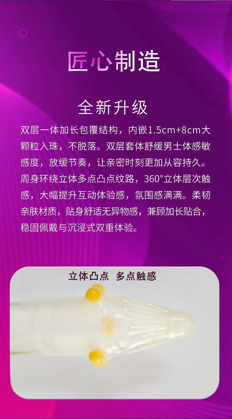 Chunliang 6-Bead Studded Latex Condoms, Textured Dragon-Ball Spikes, Colored — detail image 3