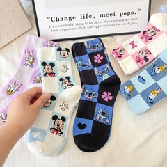 Cute cartoon girls' combed cotton crew socks, animated cartoon long socks, casual trendy socks, cross-border wholesale