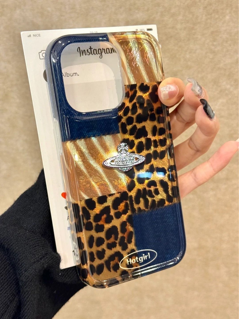 复古牛仔蓝豹纹适用苹果iPhone16promax手机壳15/14plus/13/12pro