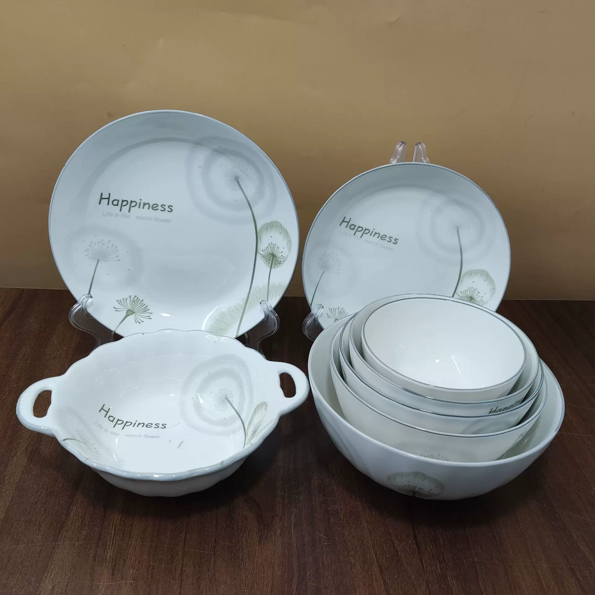 北欧风陶瓷套装蒲公英系列创意中式吃饭碗汤碗汤盘釉下彩可微波