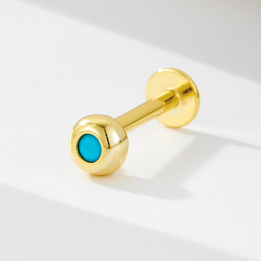 Diamantes geométricos de plata de ley 925 Opel cabeza plana hilo cuerpo humano punción oreja pendientes Europa y América joyería transfronteriza