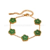 Five-leaf clover sparkling diamond green shell bracelet