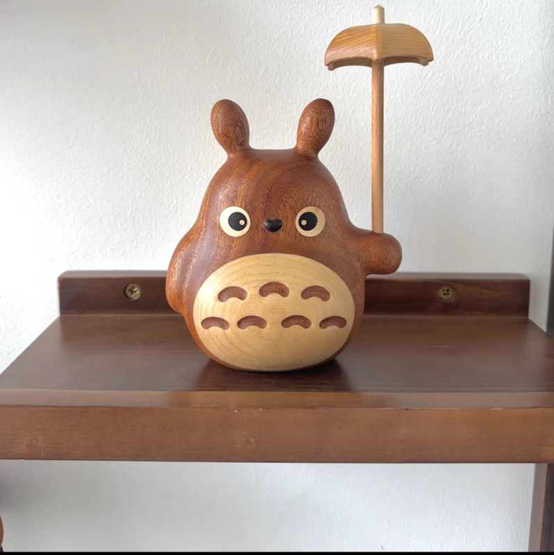 無垢材クリエイティブトトロ風車顔のない男性の装飾品カップルギフトリビングルームの装飾漫画の誕生日プレゼント|undefined